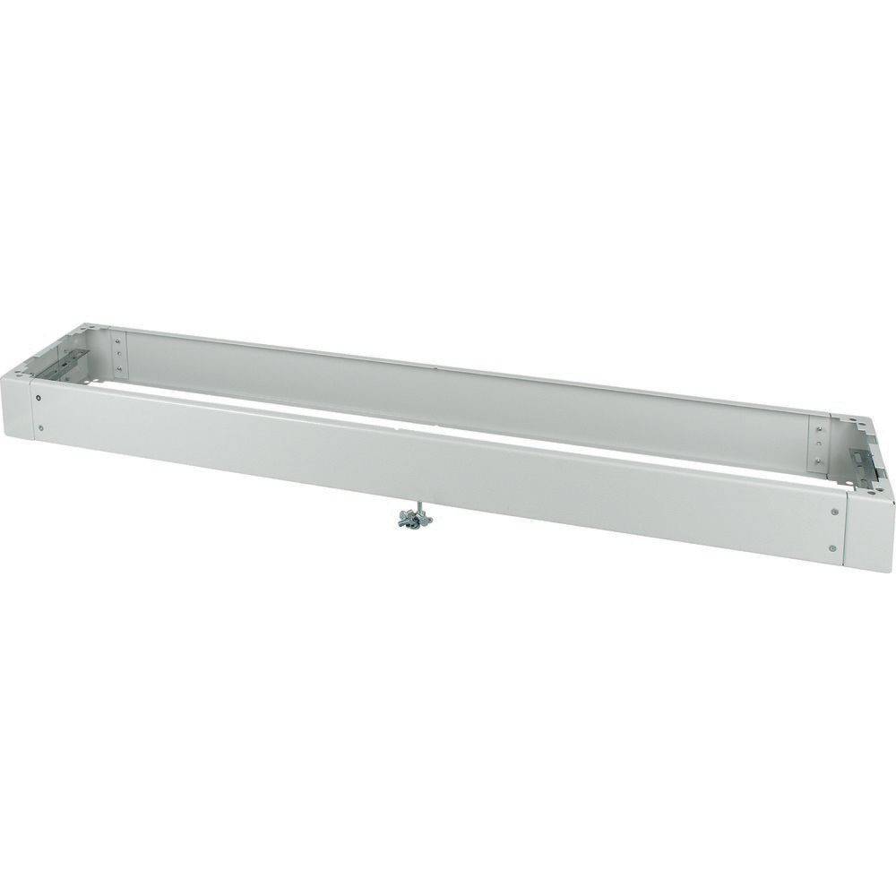 Eine Metallhalterung für eine Klimaanlage, entwickelt für eine sichere Befestigung auf einer horizontalen Oberfläche, mit einem kleinen verstellbaren Fuß in der Mitte.
