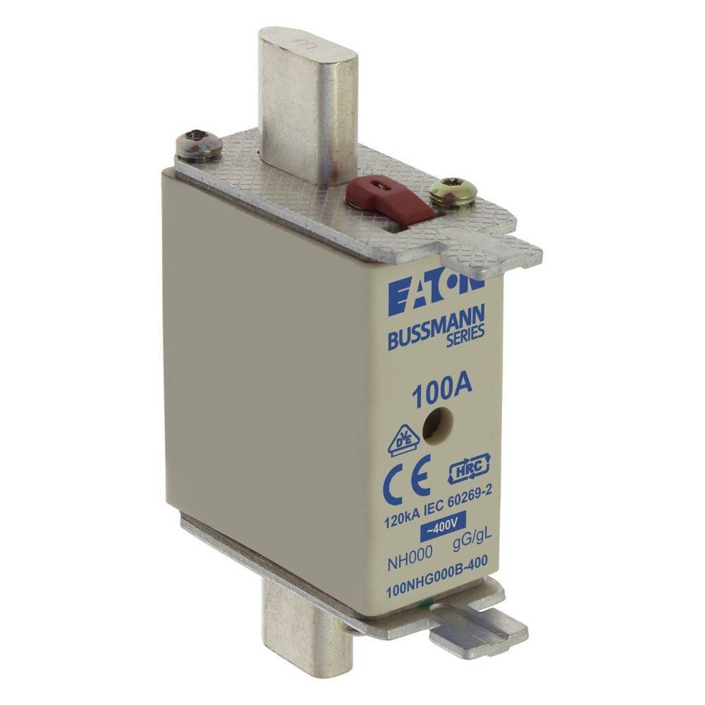 Eaton Bussmann Serie 100A Sicherung, Größe NH000, 400V, mit CE-Kennzeichnung. Verwendet für elektrischen Sicherheitskreisschutz.