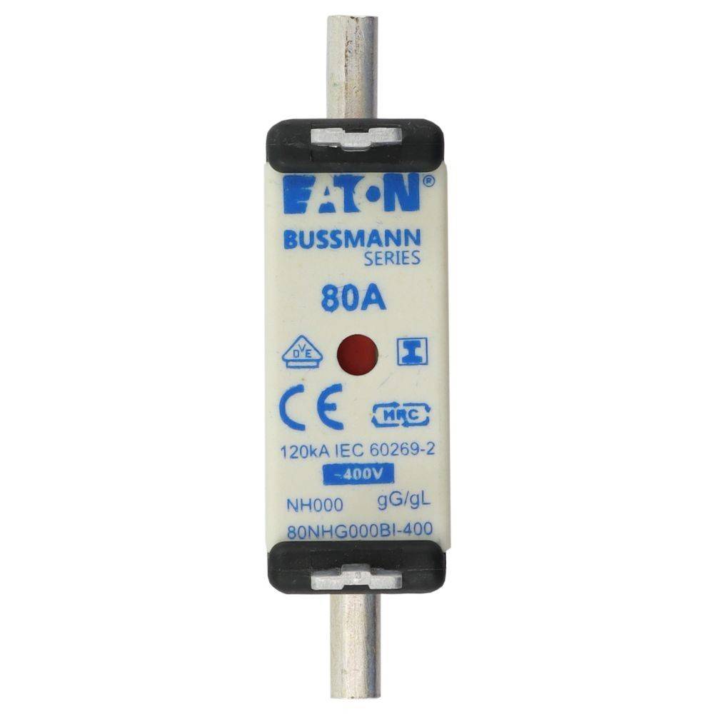 Eaton Bussmann Serie 80A Sicherung, 400V, konform mit IEC 60269-2 Normen, verwendet für elektrischen Leitungsschutz.