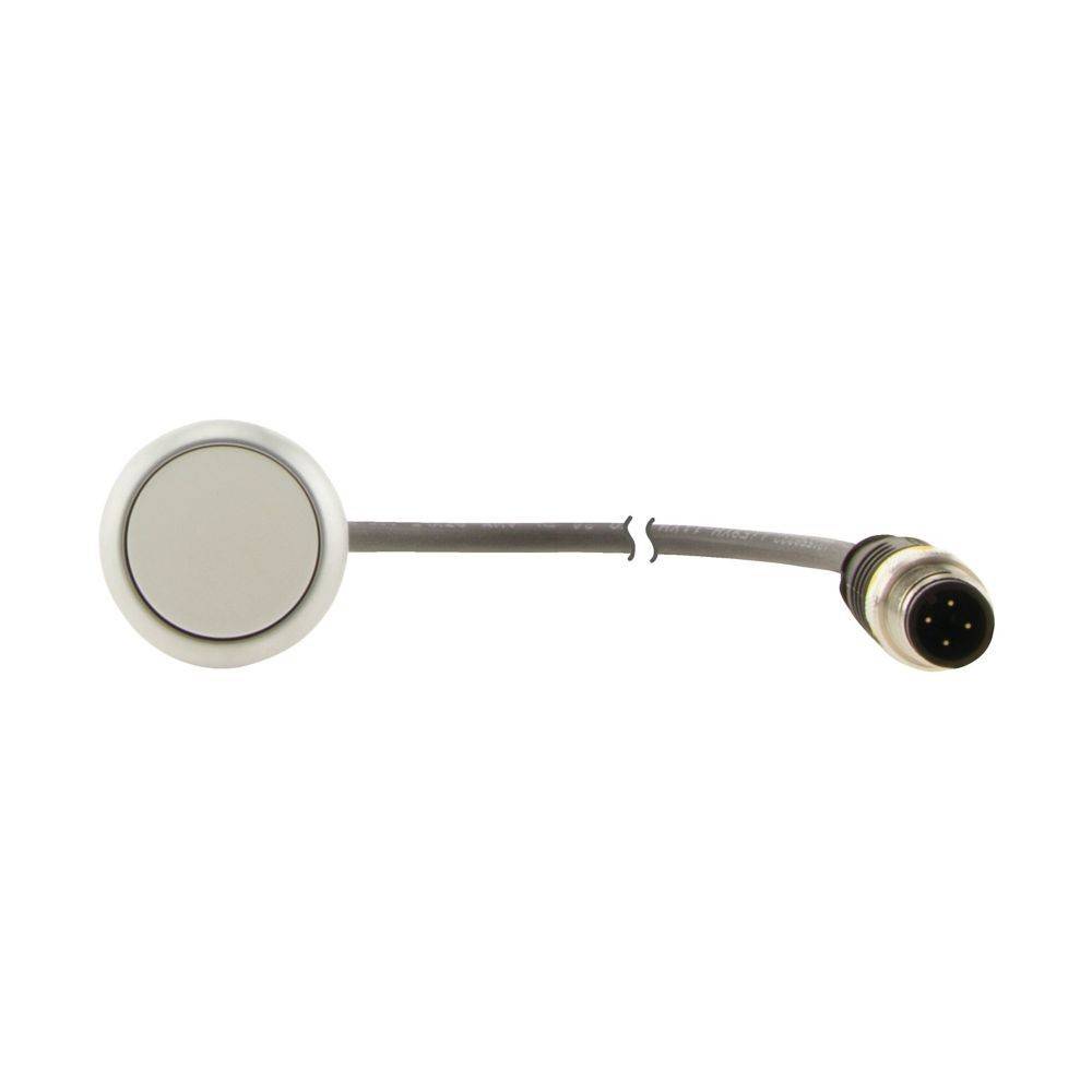 Rundsensor mit einem Kabel, das an einen kreisförmigen Stecker mit mehreren Pins angeschlossen ist.