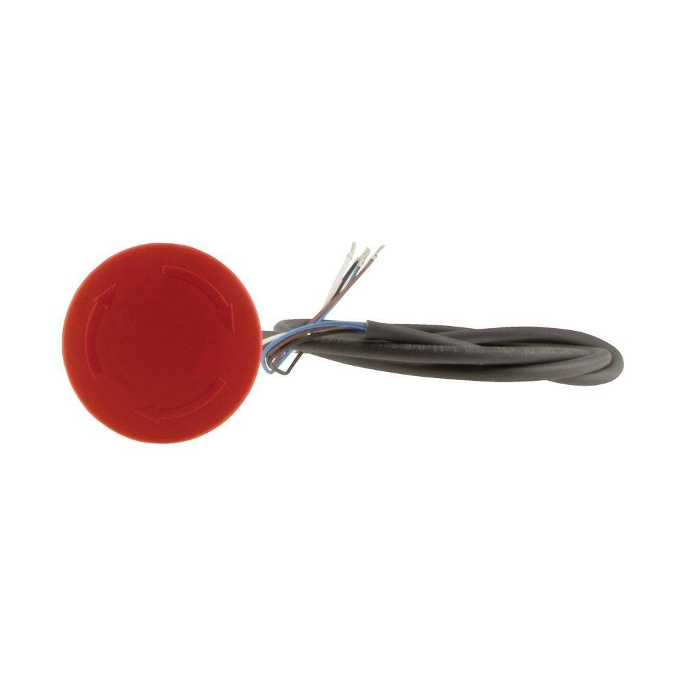 Eine runde, rote LED-Leuchte mit einem schwarzen Kabel, das an seinem Ende drei freiliegende Drähte aufweist, konzipiert für den Einsatz in Fahrzeugen oder Ausrüstungen.