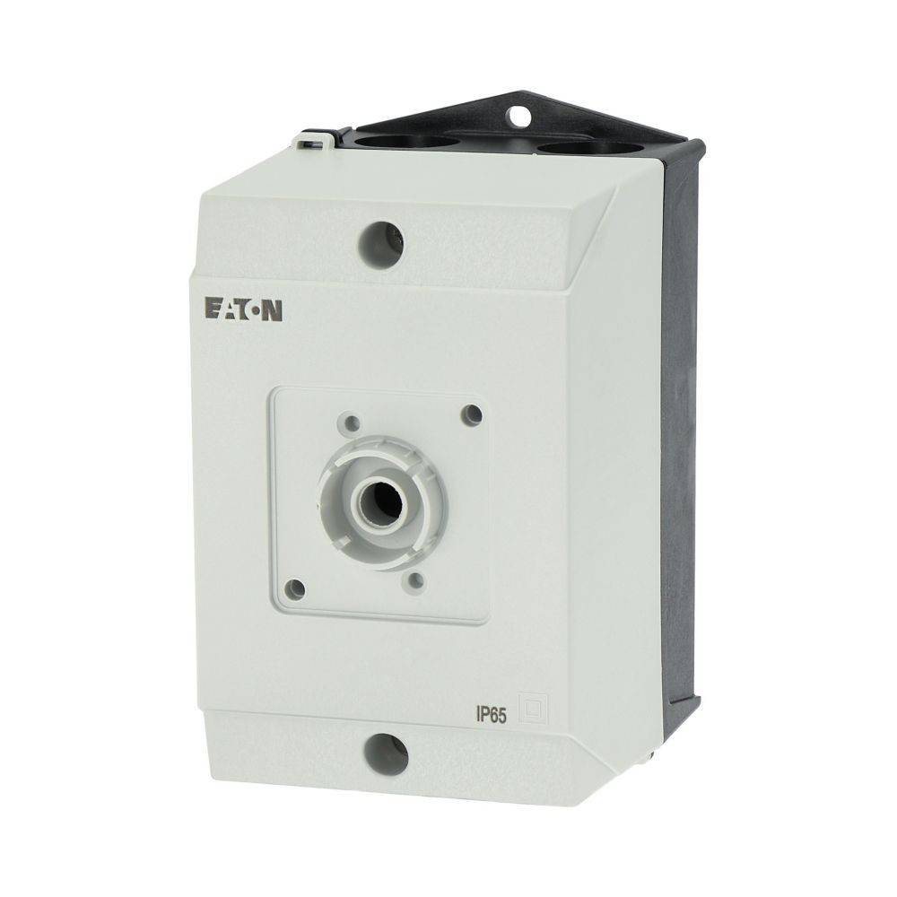 IP65-Gehäuse, beschrifteter weißer elektrischer Schaltkasten, wandmontierbar, geeignet für industrielle Umgebungen. Robustes und wetterfestes Design.