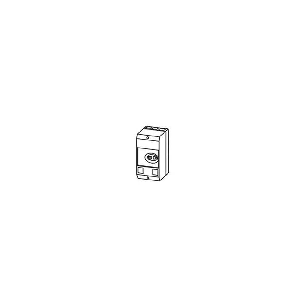 Eine Illustration einer elektrischen Komponente, möglicherweise eines Leistungsschalters, mit einem Kippschalter, der mit 