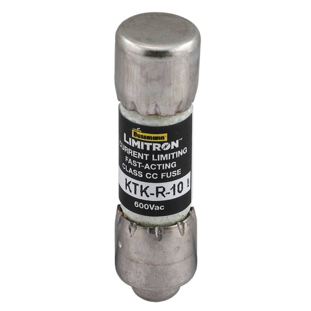 Ein zylindrischer Bussmann KTK-R-10 Sicherung mit der Bezeichnung 