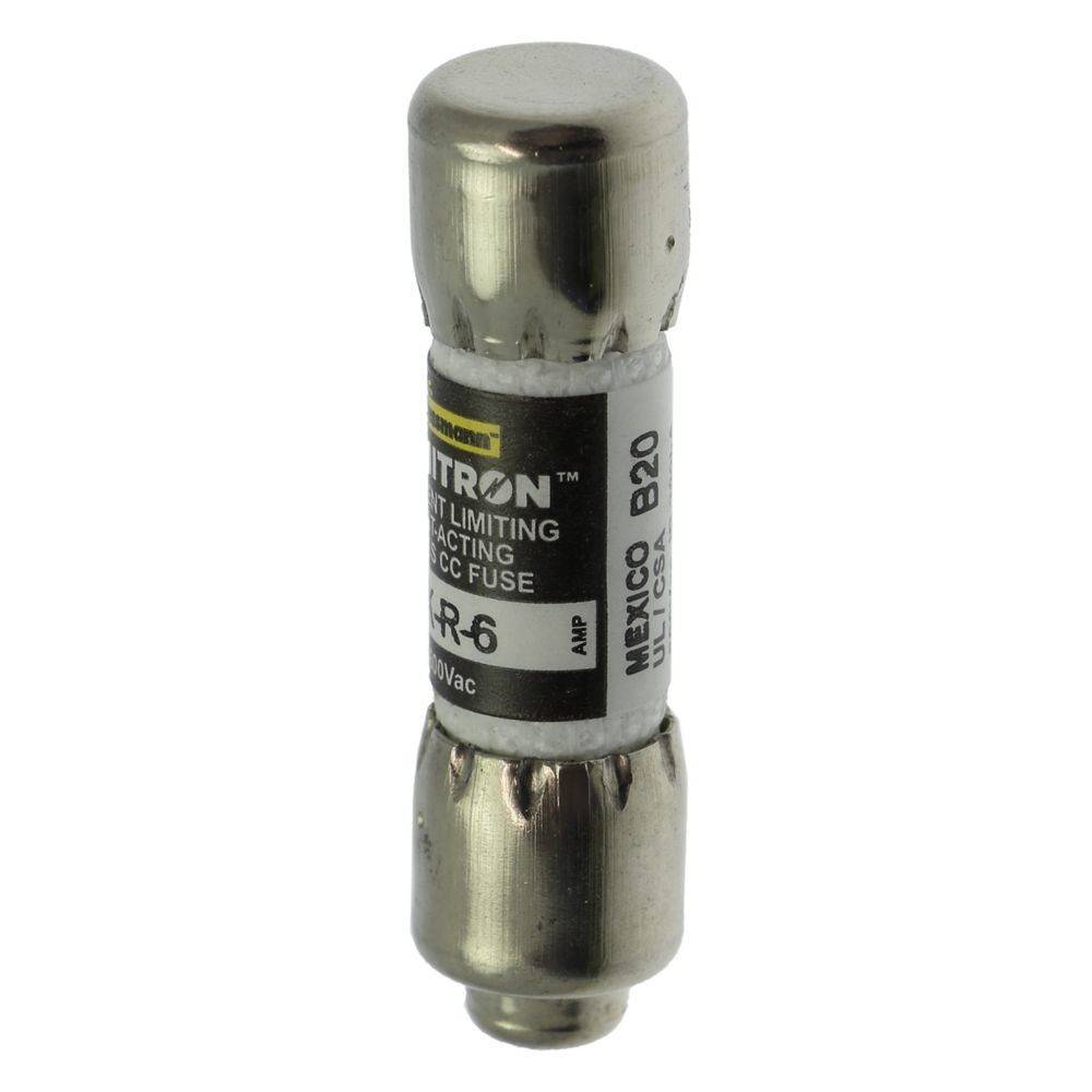 Eine zylindrische elektronische Sicherung mit der Bezeichnung 'Bussmann Limitron', zur Stromkreisabsicherung, mit Metallkappen an beiden Enden.