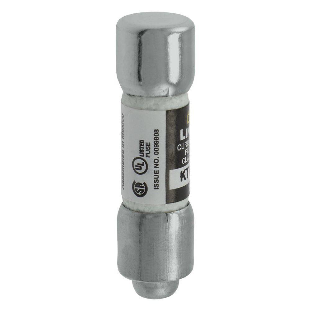 Eine zylindrische Metallfuse mit UL-Zertifizierung und Identifikationsdetails, gekennzeichnet als Typ KTS mit einer Stromstärke von 12 Ampere.