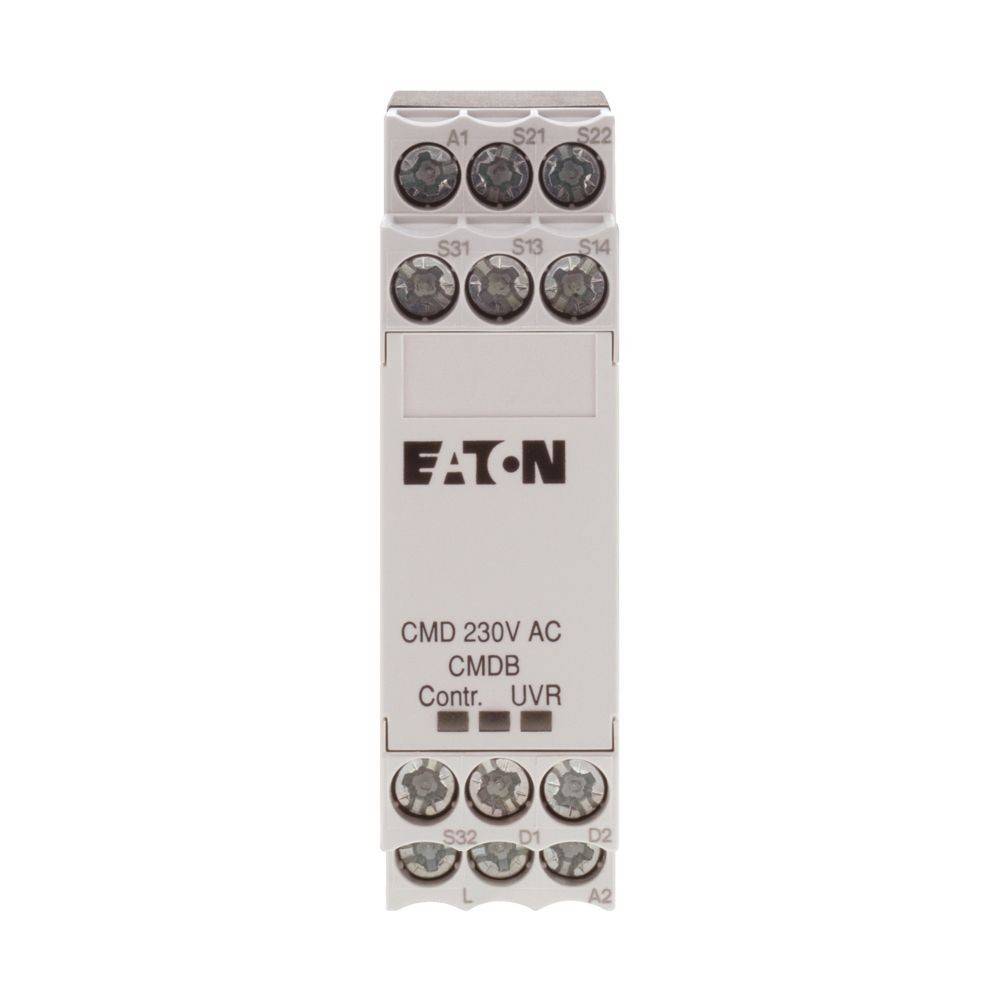 Ein weißes Eaton CMD 230V AC-Gerät mit mehreren Anschlüssen und der Aufschrift „Contr. UVR CMDB