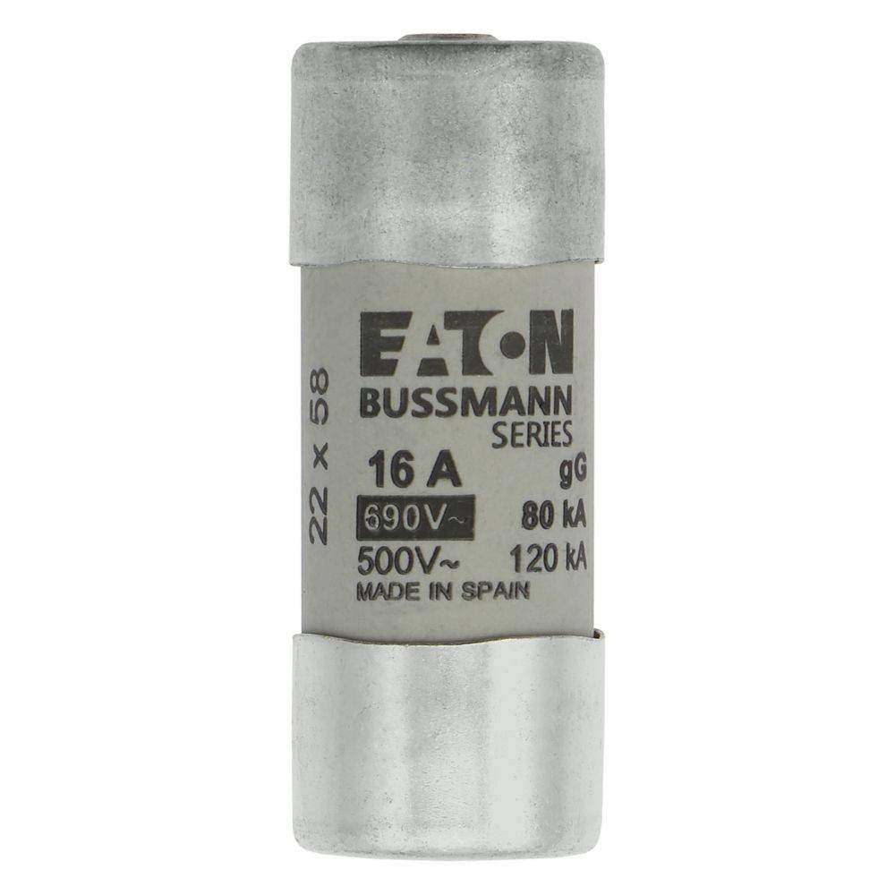 Eaton Bussmann Sicherung, 16A, 690V, 80kA Unterbrechungsleistung, hergestellt in Spanien.