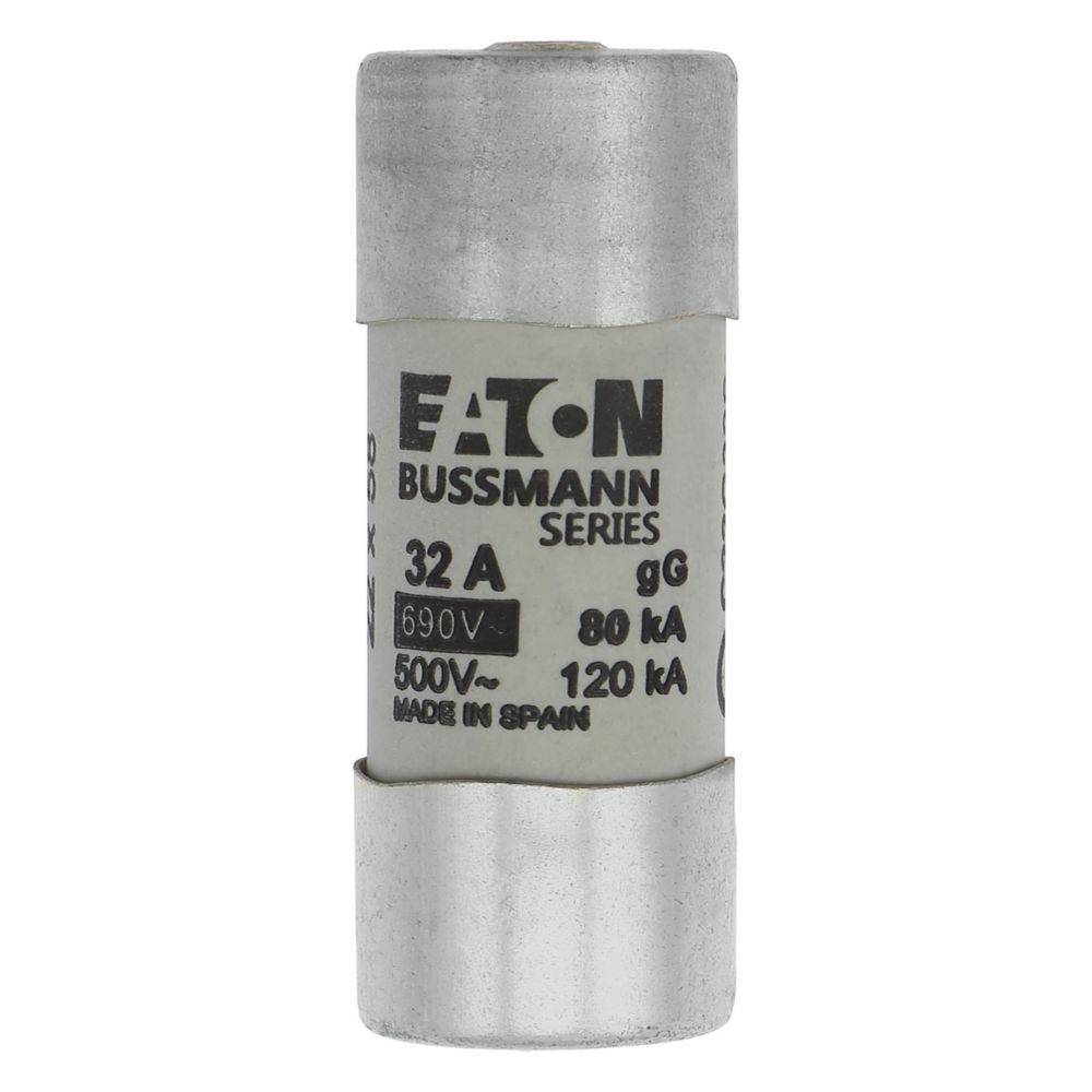Eaton Bussmann Serie Zylindersicherung, bewertet mit 32A, 690V, 500V~, 80kA, 120kA, hergestellt in Spanien.