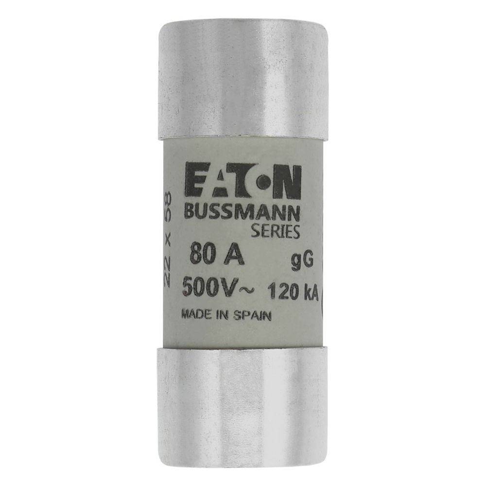 Sicherung der Eaton Bussmann-Reihe 80A gG 500V 120kA, hergestellt in Spanien