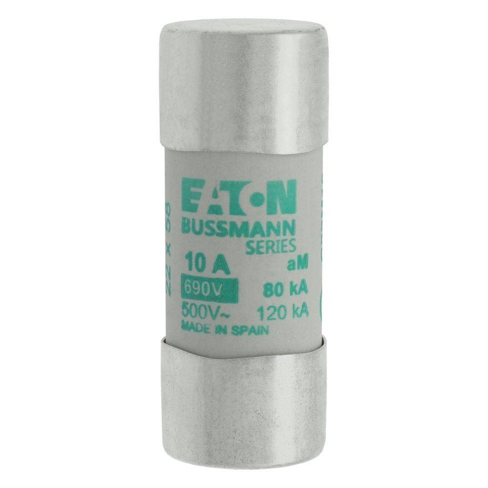 Eaton Bussmann Series' 10A 690V Sicherung, grau mit metallfarbenen Enden.