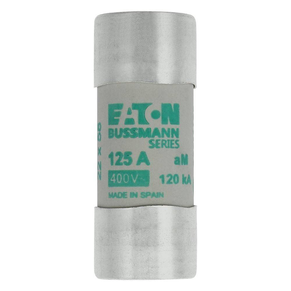 Eaton Bussmann Reihe Sicherung, 125A, 400V, 120kA, gekennzeichnet mit 'Made in Spain'. Verwendet für elektrischen Leitungsschutz.