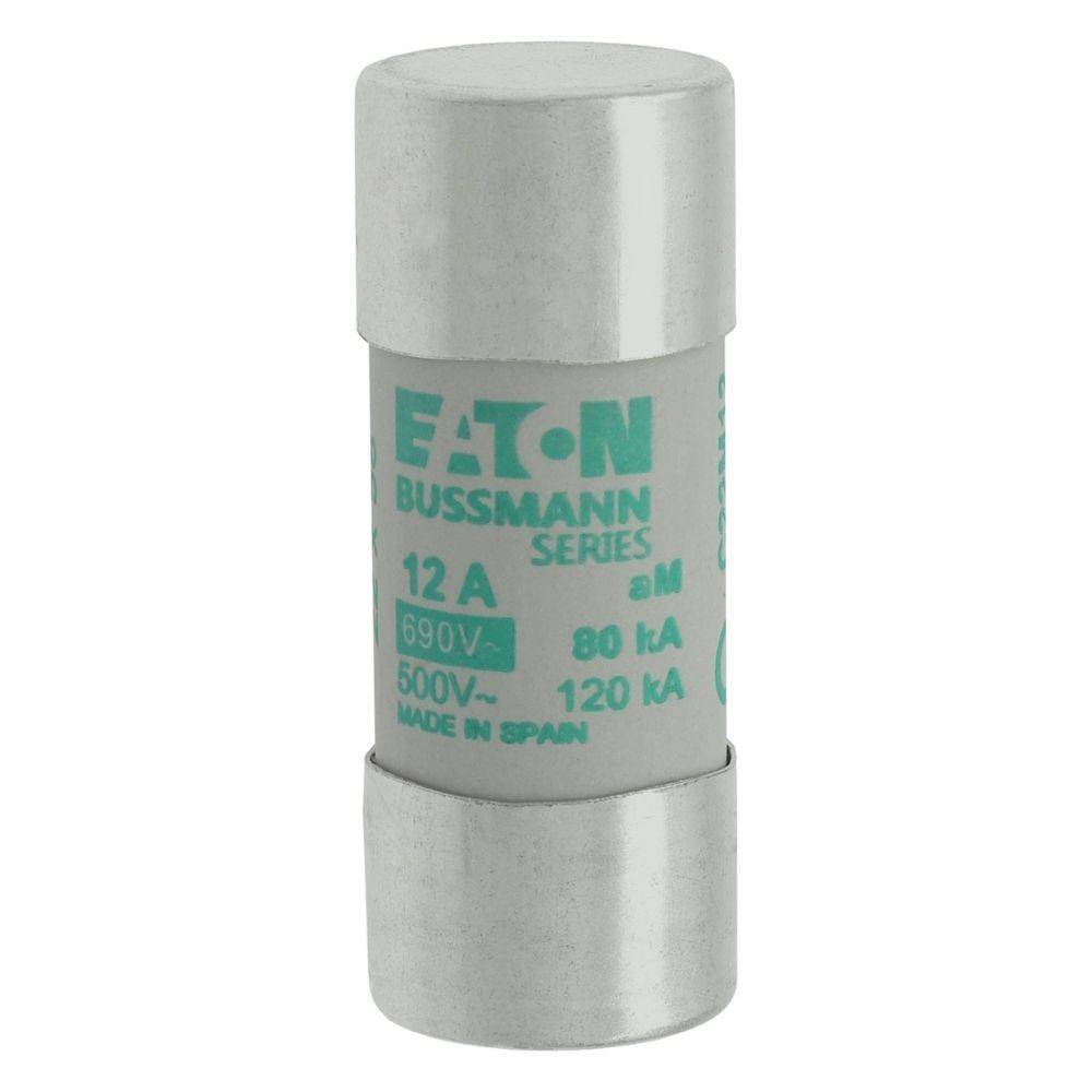 Eaton Bussmann Sicherung, 12A, 690V, 80kA, Größe M, hergestellt in Spanien.