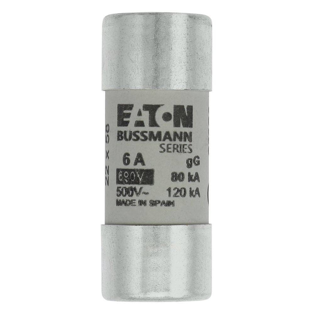 Eaton Bussmann Serie 6A Sicherung, 690V 80kA, 500V 120kA, hergestellt in Spanien.