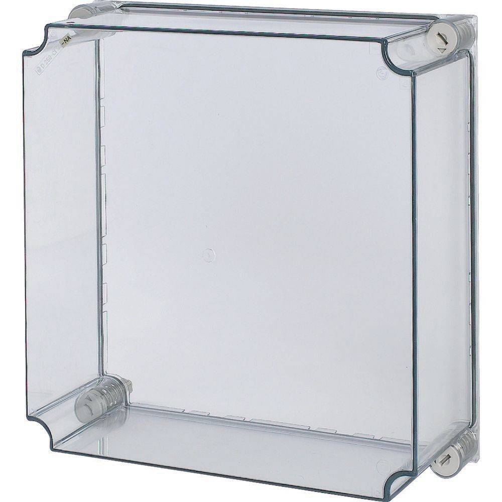 Durchsichtige Kunststoff-Vitrine mit offener Vorderseite, geeignet zum Ausstellen oder Aufbewahren von Gegenständen, während diese sichtbar und geschützt bleiben.