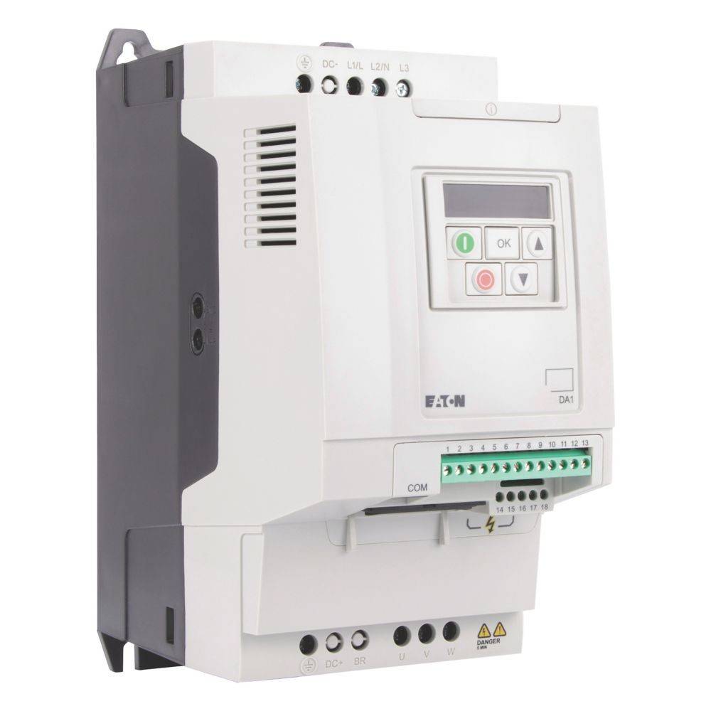 Elektronisches Gerät, mit der Markenbezeichnung 'Eaton', ausgestattet mit einer digitalen Anzeige und Bedienungstasten. Verwendet für industrielle oder elektrische Anwendungen.