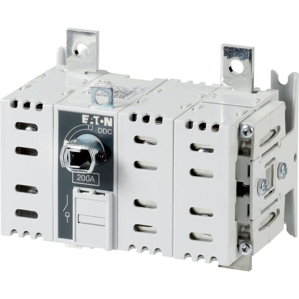 Dreipol-Eaton 200A Trennschalter mit Befestigungskonsolen, entwickelt für die elektrische Schaltkreiskontrolle und Sicherheit.