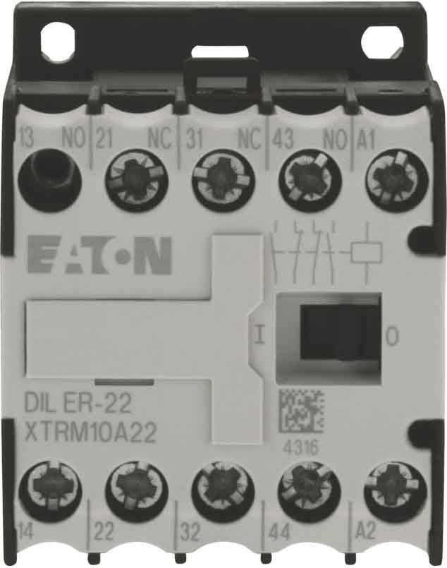 EATON DIL ER-22 XTRM10A22' elektrisches Gerät mit Steuereinstellungen, Tasten und Anschlussklemmen.