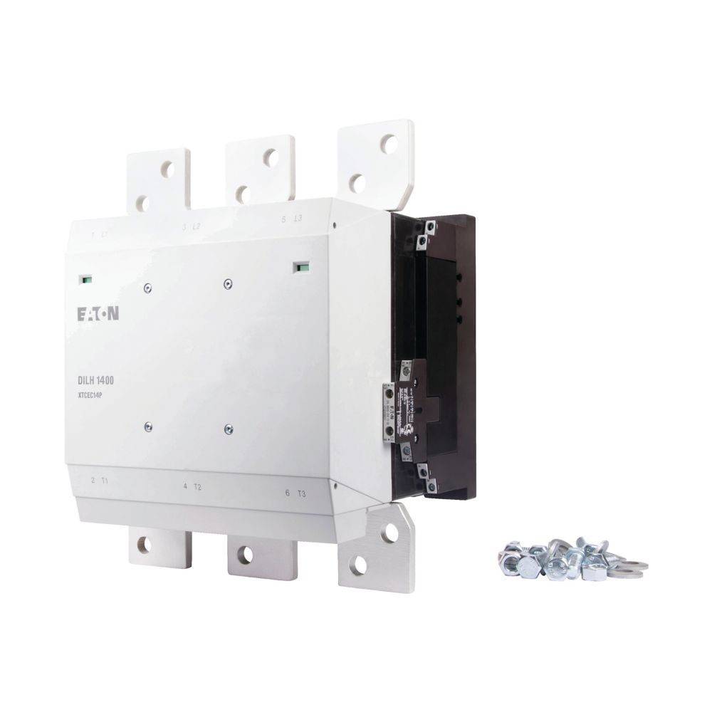 EATON DILM1600 Schütz mit Montagebügeln und Schrauben, verwendet zur Steuerung von Elektromotoren und anderen Lasten in industriellen Umgebungen.