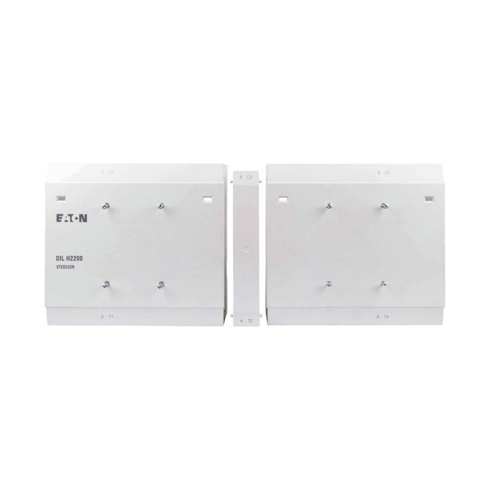 EATON DIL H2200' weißer rechteckiger elektrischer Schütz; klares Design mit sechs Befestigungsbolzen.