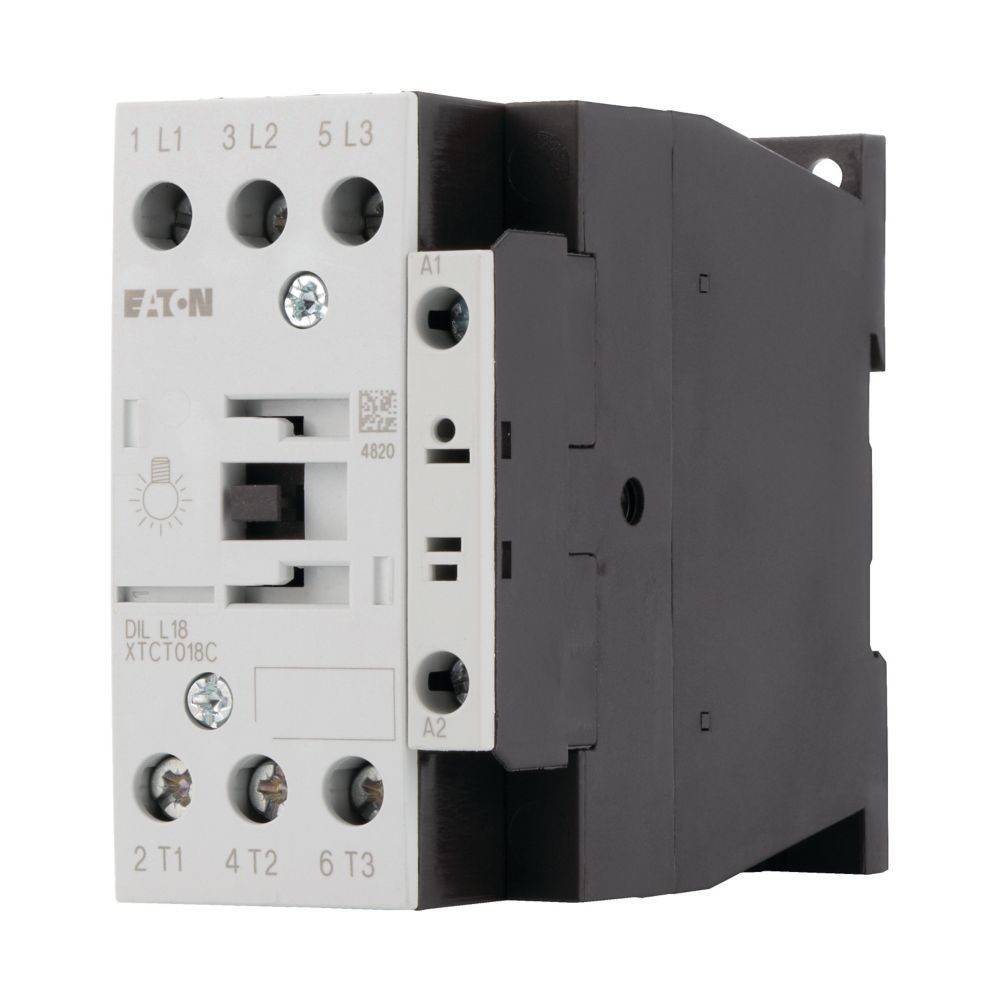 Ein elektronischer Schütz mit beschrifteten Anschlussklemmen zur Verdrahtung, mit elegantem rechteckigem Design, konzipiert für industrielle elektrische Anwendungen.
