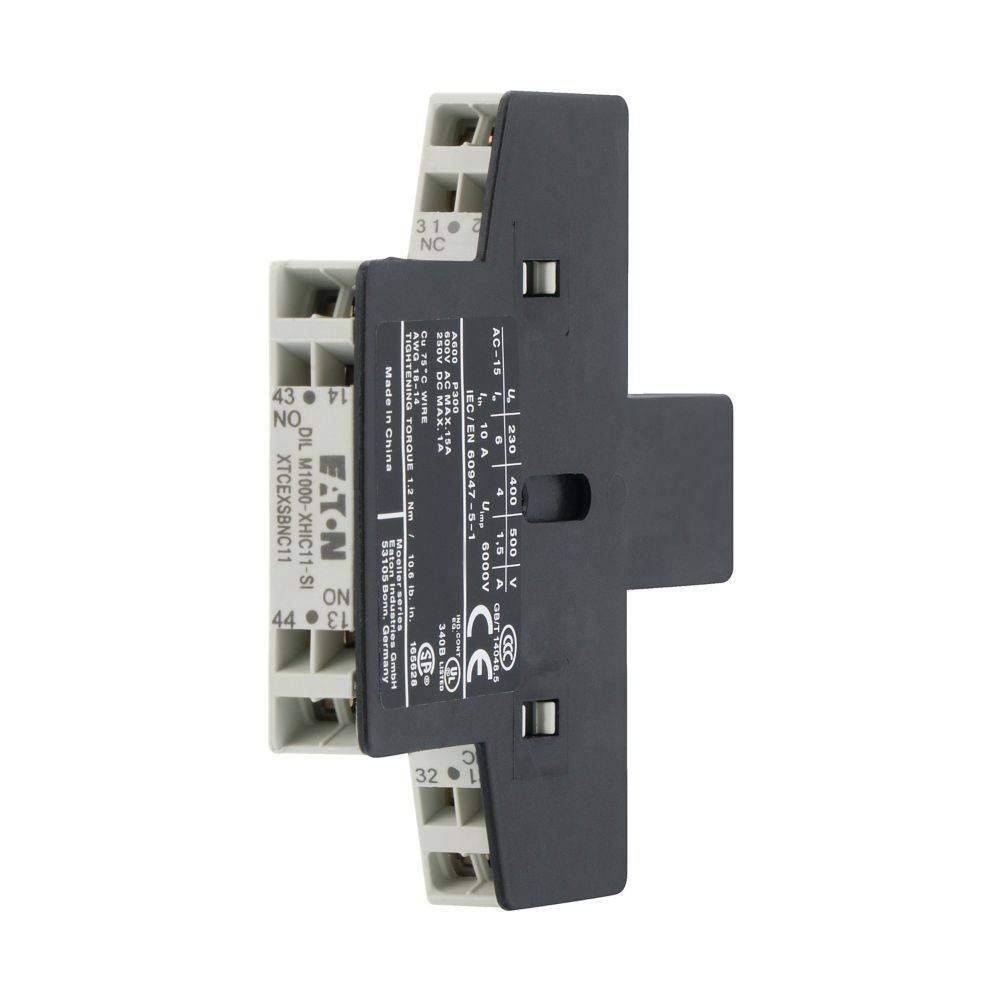 Ein Nahaufnahme-Bild eines Eaton-Elektrorelais mit sichtbarer Modellnummer, das die Anschlüsse und Bewertungen für Installationszwecke zeigt.