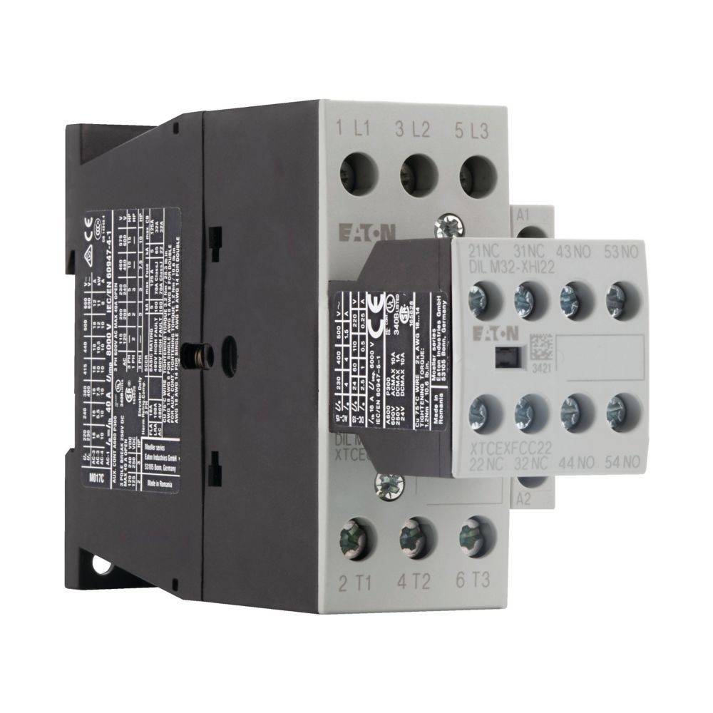 Eaton Schützkontaktrelais mit mehreren Anschlüssen, Modell XTCE012C. Verwendet zur Steuerung von Motoren und elektrischen Schaltkreisen.