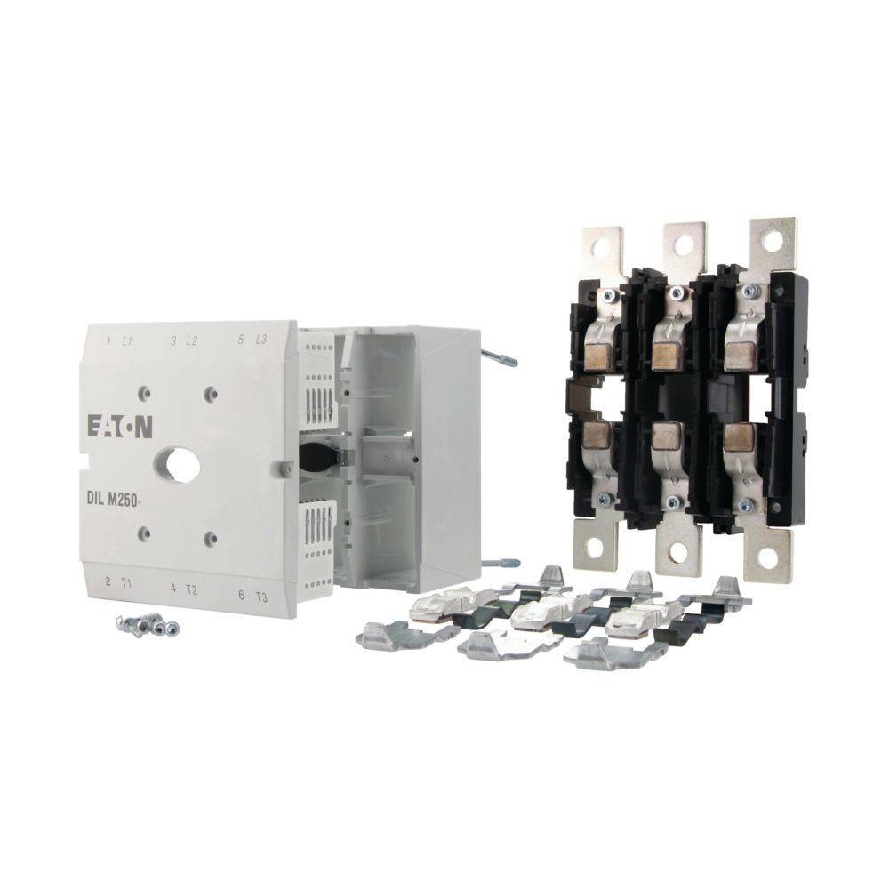 EATON DIL M250' Schütz mit modularen Komponenten und Schrauben, ausgelegt für Schaltanwendungen mit hoher Leistung.