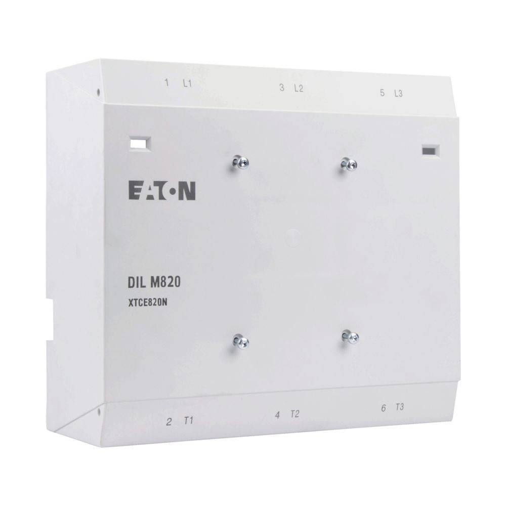 Weißer Eaton DIL M820 Industriewendeschütz, gekennzeichnet mit 'XTCE820N'. Vier sichtbare Anschlusspunkte an der Vorderseite. Geeignet für elektrische Ausrüstungssteuerung.