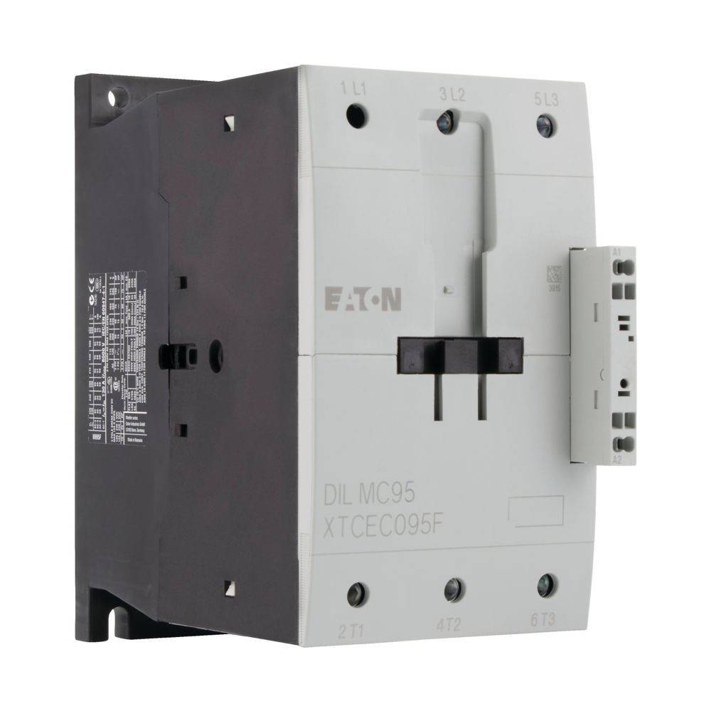 Elektrisches Gerät mit der Bezeichnung 'DILMC95 XTCEC095F' und der Marke 'Eaton'. Es ist rechteckig mit mehreren Anschlusspunkten an der Vorderseite.