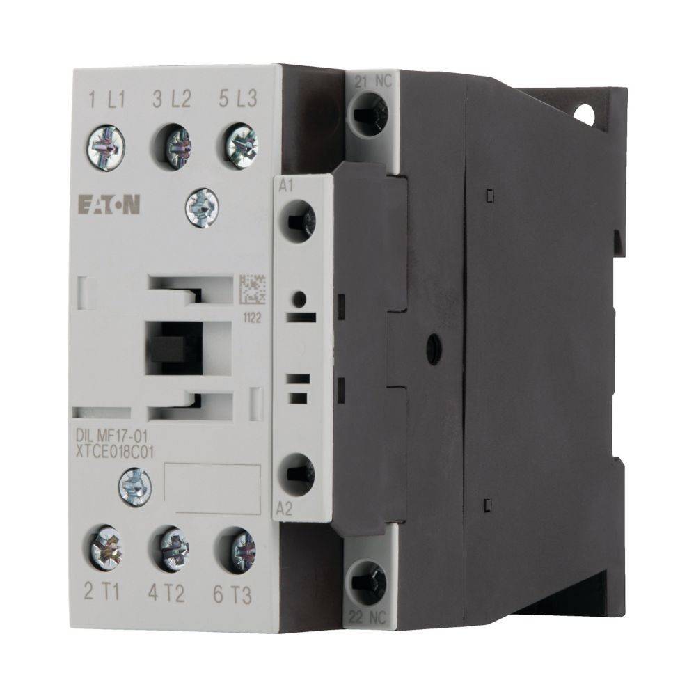 Eaton DILMF17-01 Schütz mit Schraubklemmen, beschrifteten Ein- und Ausgängen für elektrische Verbindungen, hauptsächlich verwendet in Schaltschränken.
