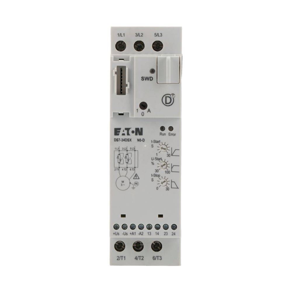 Eaton-Gerät, Modell DSB7-340SX, mit einer Reihe von Anschlüssen und Schaltern, typischerweise für industrielle Anwendungen verwendet.