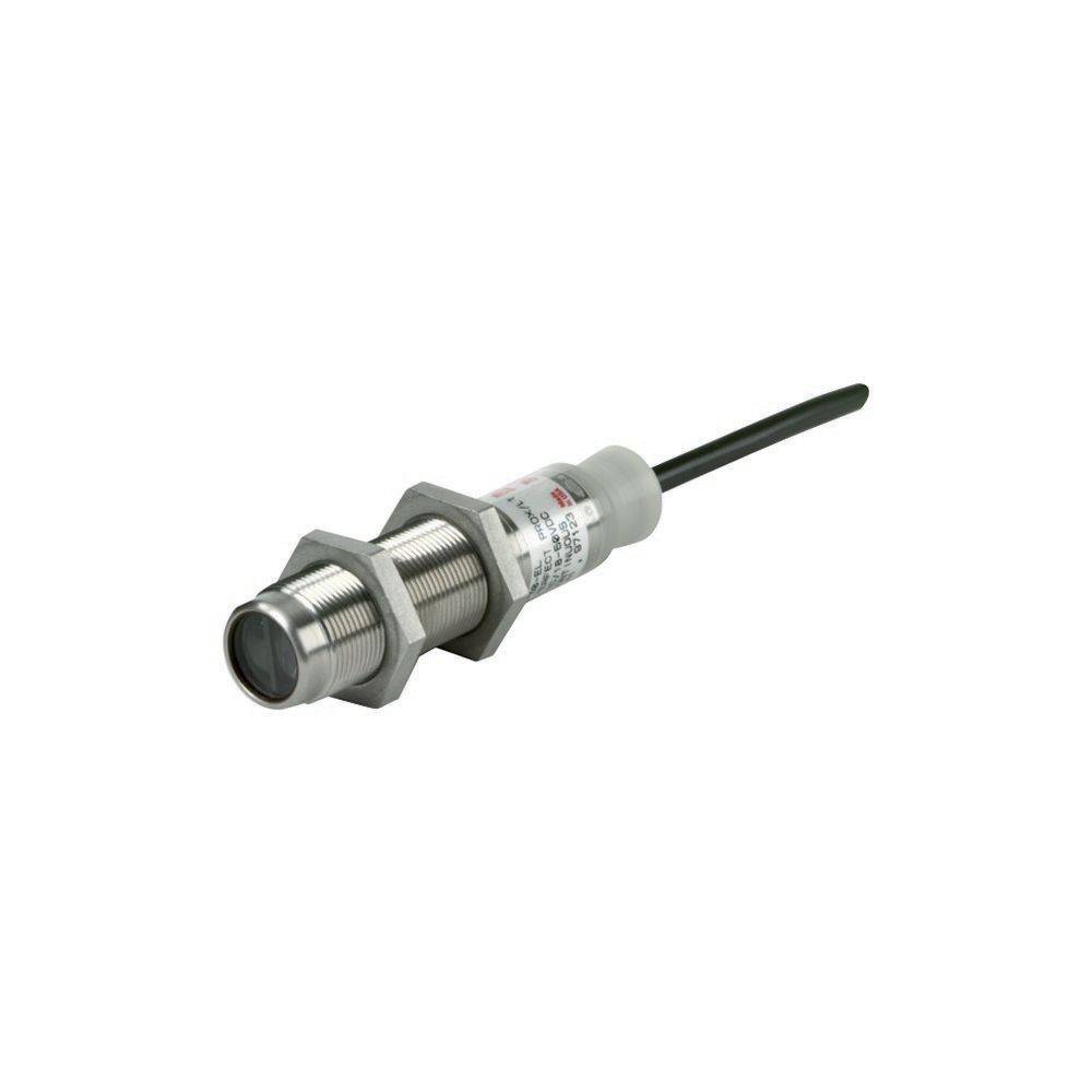 Ein zylindrischer Sensor mit einem Gewindemetallgehäuse und angeschlossenem Kabel, der häufig zur Objekterkennung in Automatisierungssystemen verwendet wird.
