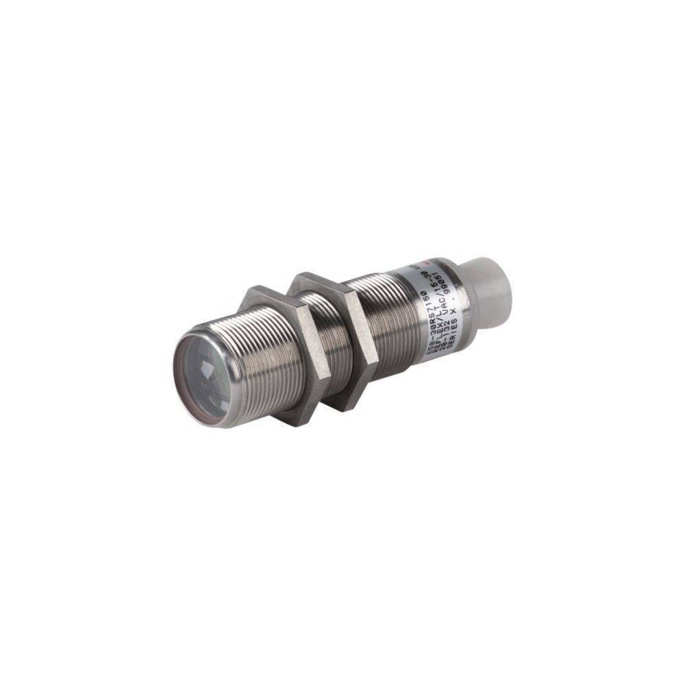Ein metallischer zylindrischer Sensor mit Gewindekörper und glatten Enden, der zur Näherungserkennung in industriellen Anwendungen verwendet wird.
