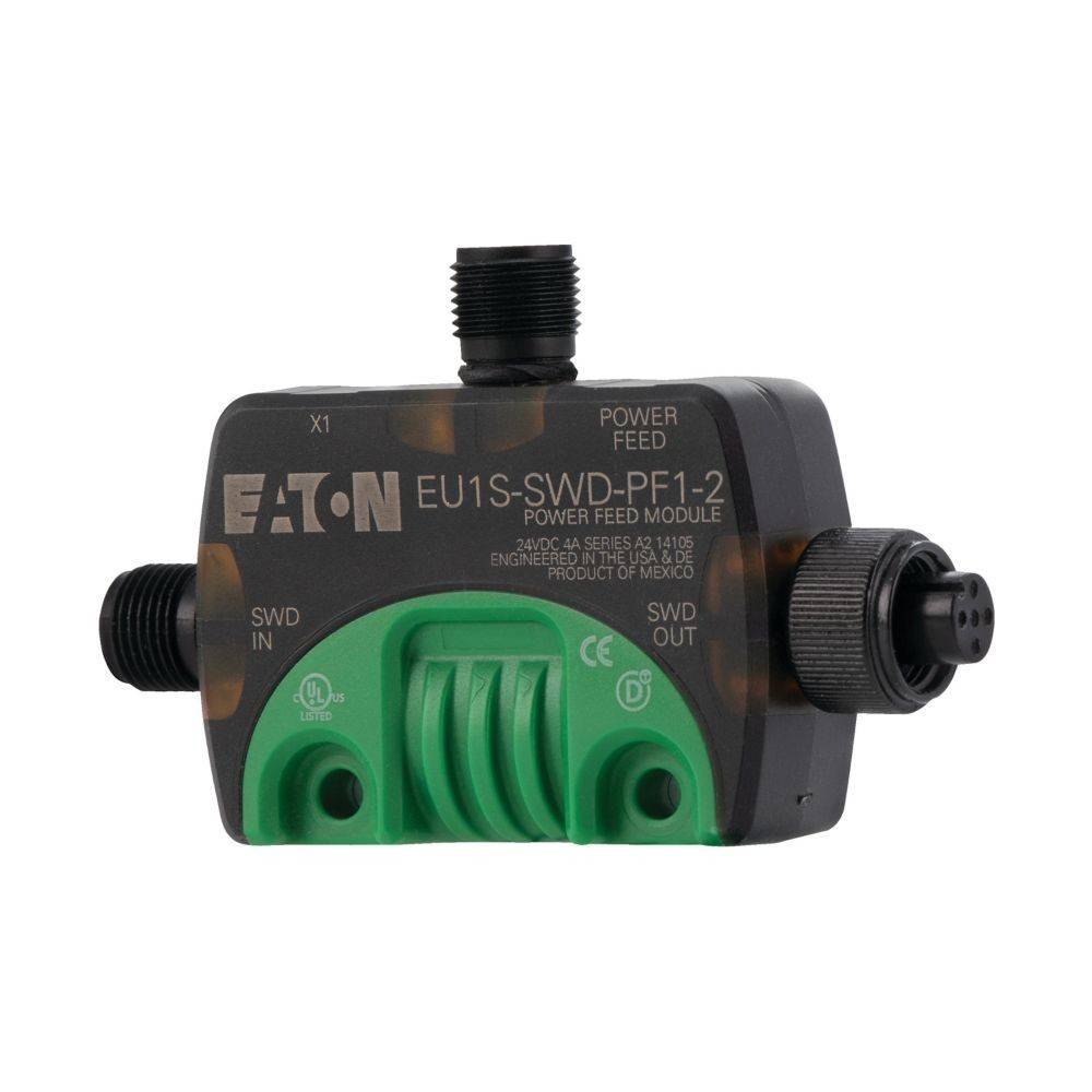 EATON EU1S-SWD-PF1-2' Stromverteilungsmodul für Stromverteilung, mit Anschlussports ausgestattet und mit Nutzungsanweisungen gekennzeichnet.