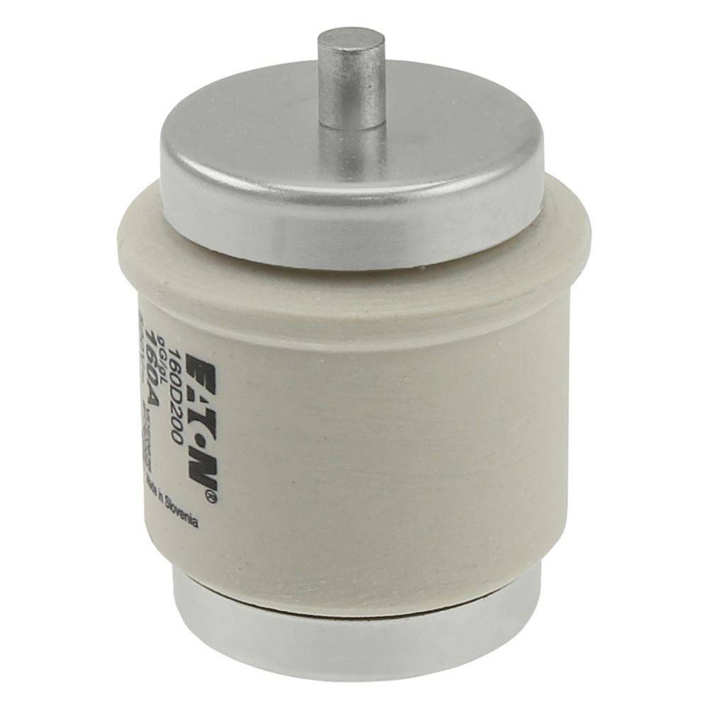 Eine zylindrische elektrische Sicherung mit Metallendkappen, beschriftet mit 'Eaton 100820 170M1564', verwendet zum Schutz von elektrischen Stromkreisen.