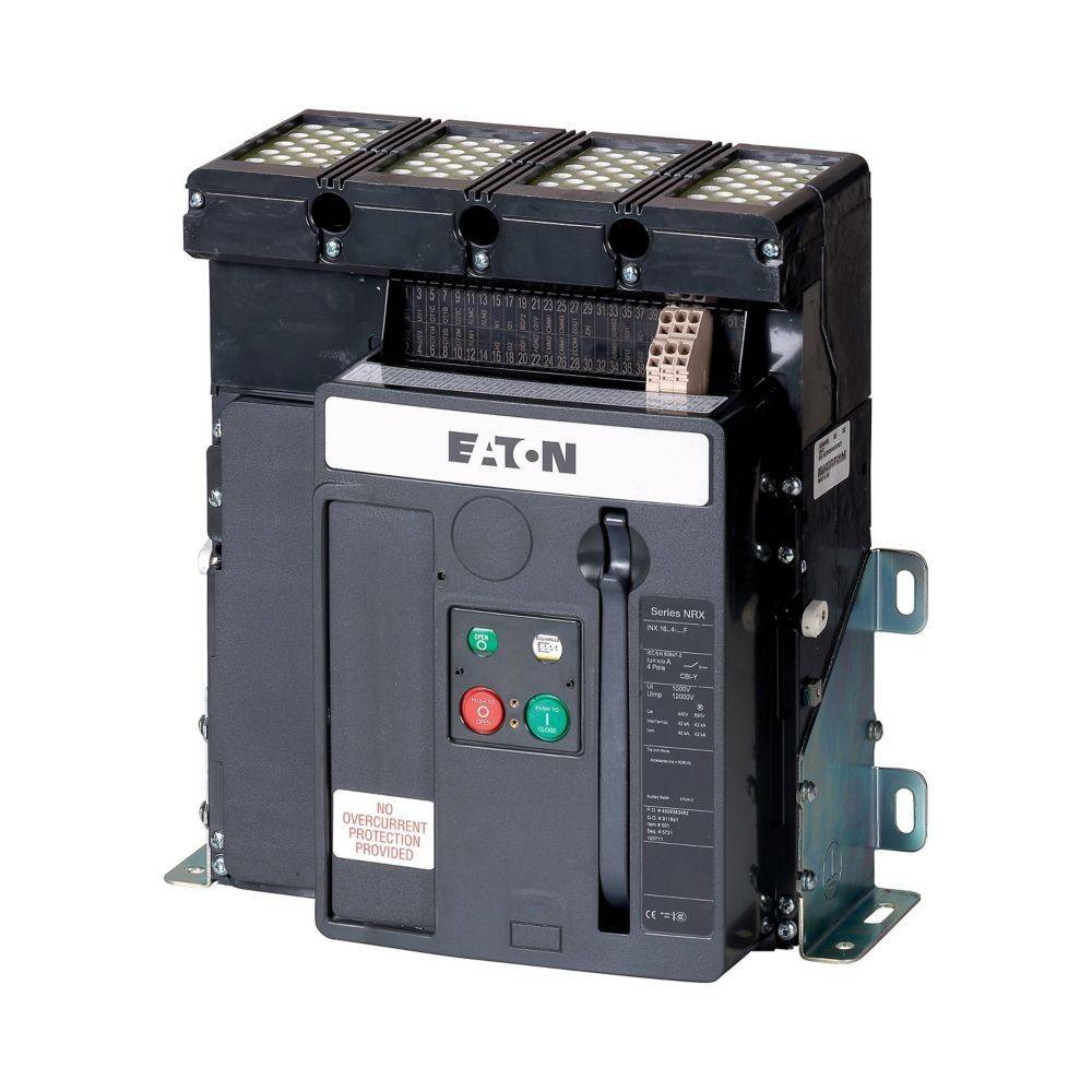 Ein Eaton-Elektro-Leistungsschalter mit Tasten und Beschriftungen.