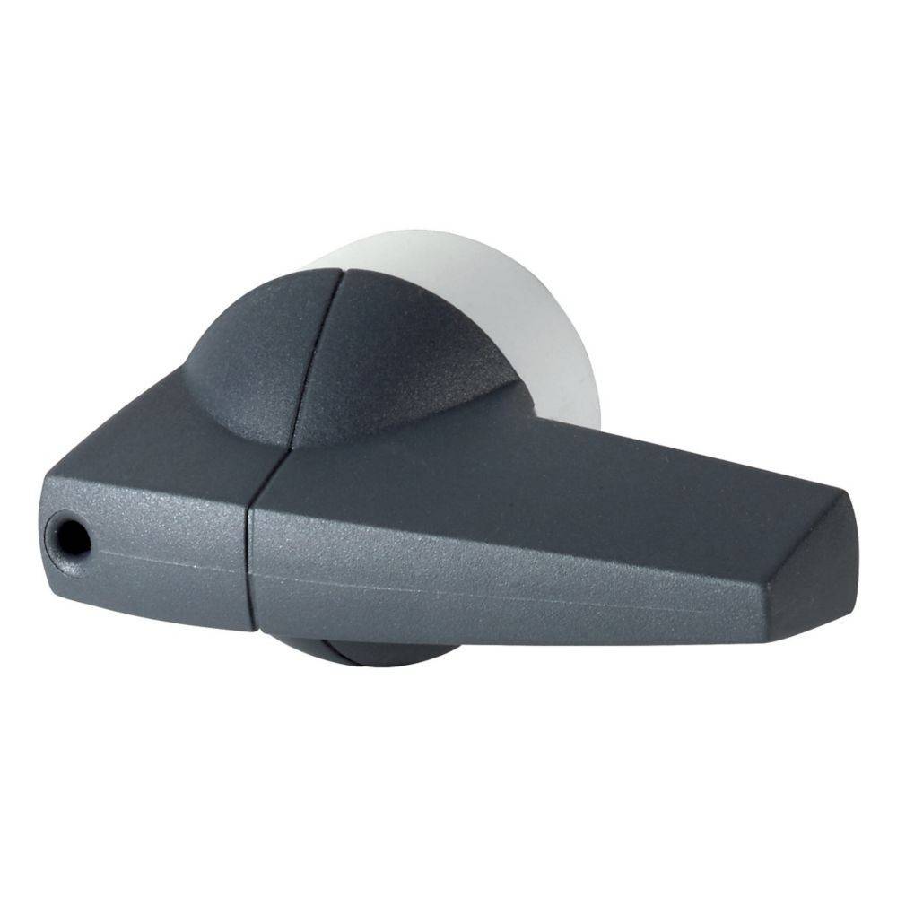 Ein Bewegungssensor mit elegantem, modernem Design, ausgestattet mit einem dunkelgrauen Kunststoffgehäuse und einer weißen Sensorkuppel.