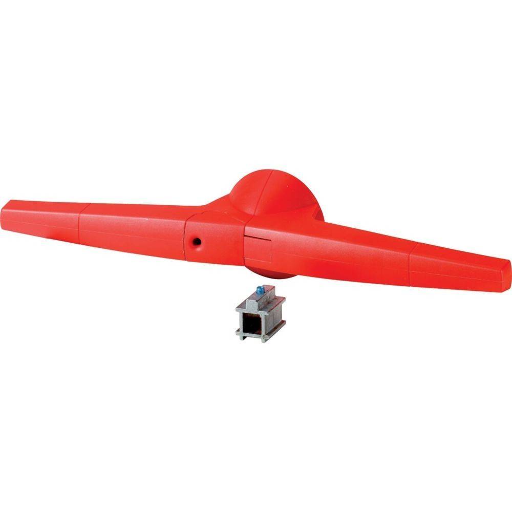 Ein lebendiges rotes Anemometer mit Doppelflügeln und einem Sensor, entwickelt zur Messung von Windgeschwindigkeit und -richtung in meteorologischen Überwachungsanwendungen.