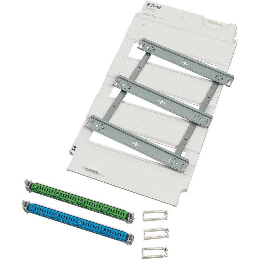 Ein Metallmontagehalterungsset mit zwei farbigen Halterungen und Schraubenkomponenten, verwendet zum Zusammenbau elektronischer Geräte.