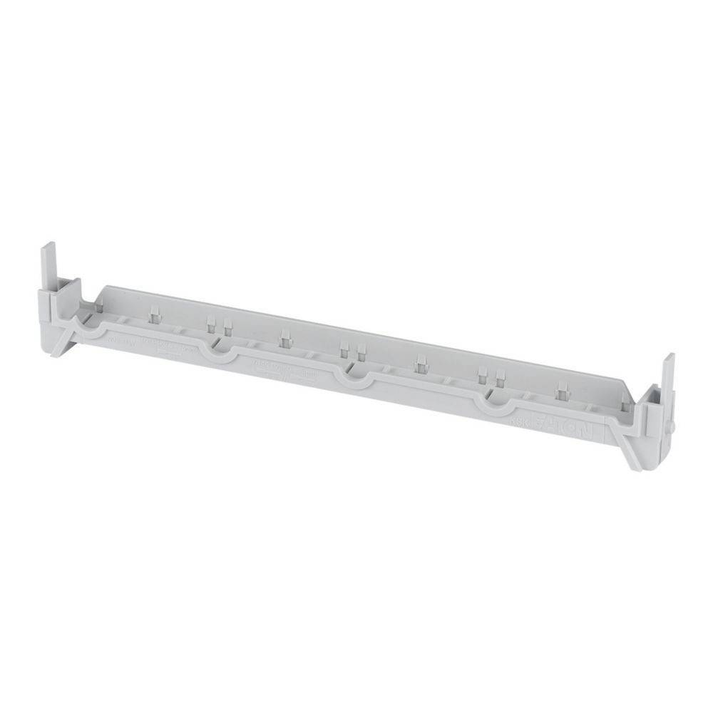 Ein weißer, rechteckiger Wandhalter mit mehreren kleinen Haken zur Aufbewahrung oder Organisation.