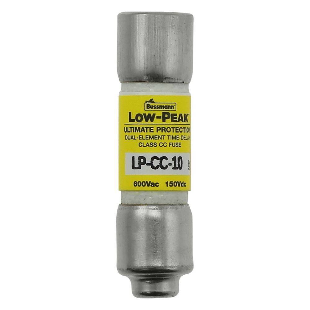 Ein Bussmann Low-Peak LP-CC-10 Sicherungselement, ausgelegt für 600Vac und 150Vdc, entwickelt als Zweielement-Zeitverzögerungssicherung und bietet ultimativen Schutz.