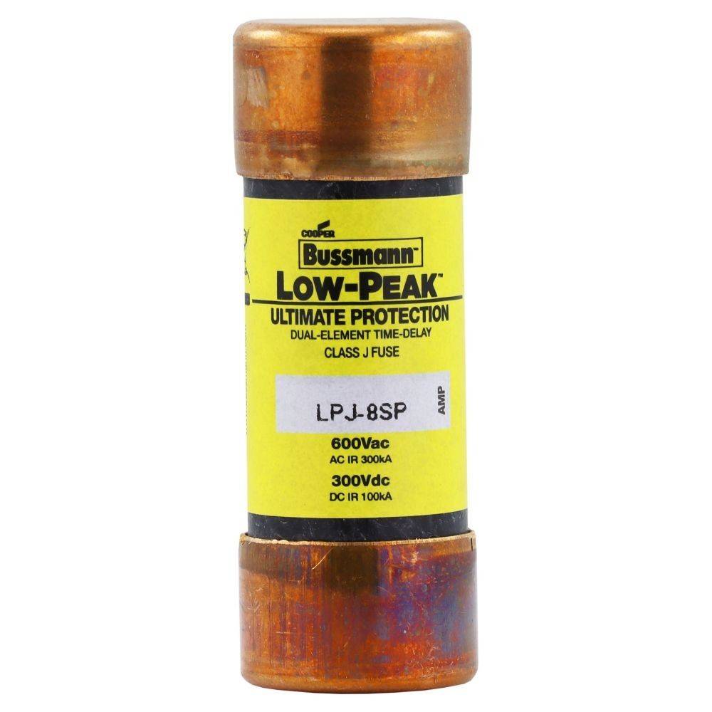 Bussmann Low-Peak Dual-Element Zeitverzögerungssicherung, Klasse J, Modell LPJ-8SP, 600V AC, 300V DC IR, 8 Ampere, bietet ultimativen Schutz.