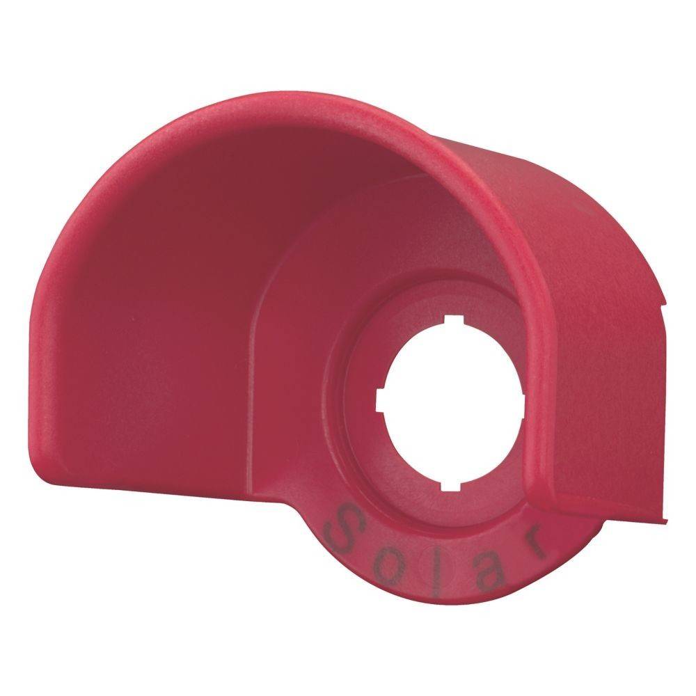 Eine rote Schutzabdeckung mit der Beschriftung 
