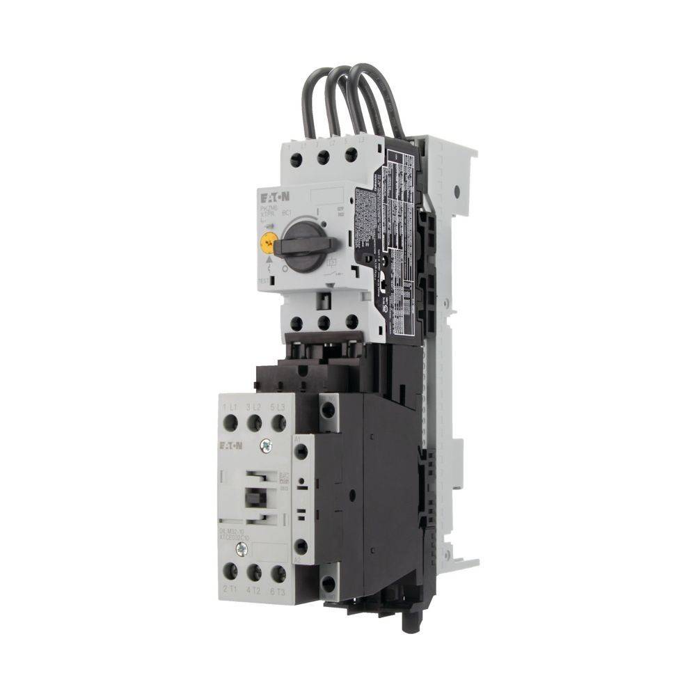 Ein kompakter elektrischer Leistungsschalter mit mehreren Schaltern und Anschlüssen, der sein modulares Design und seine technischen Spezifikationen präsentiert.