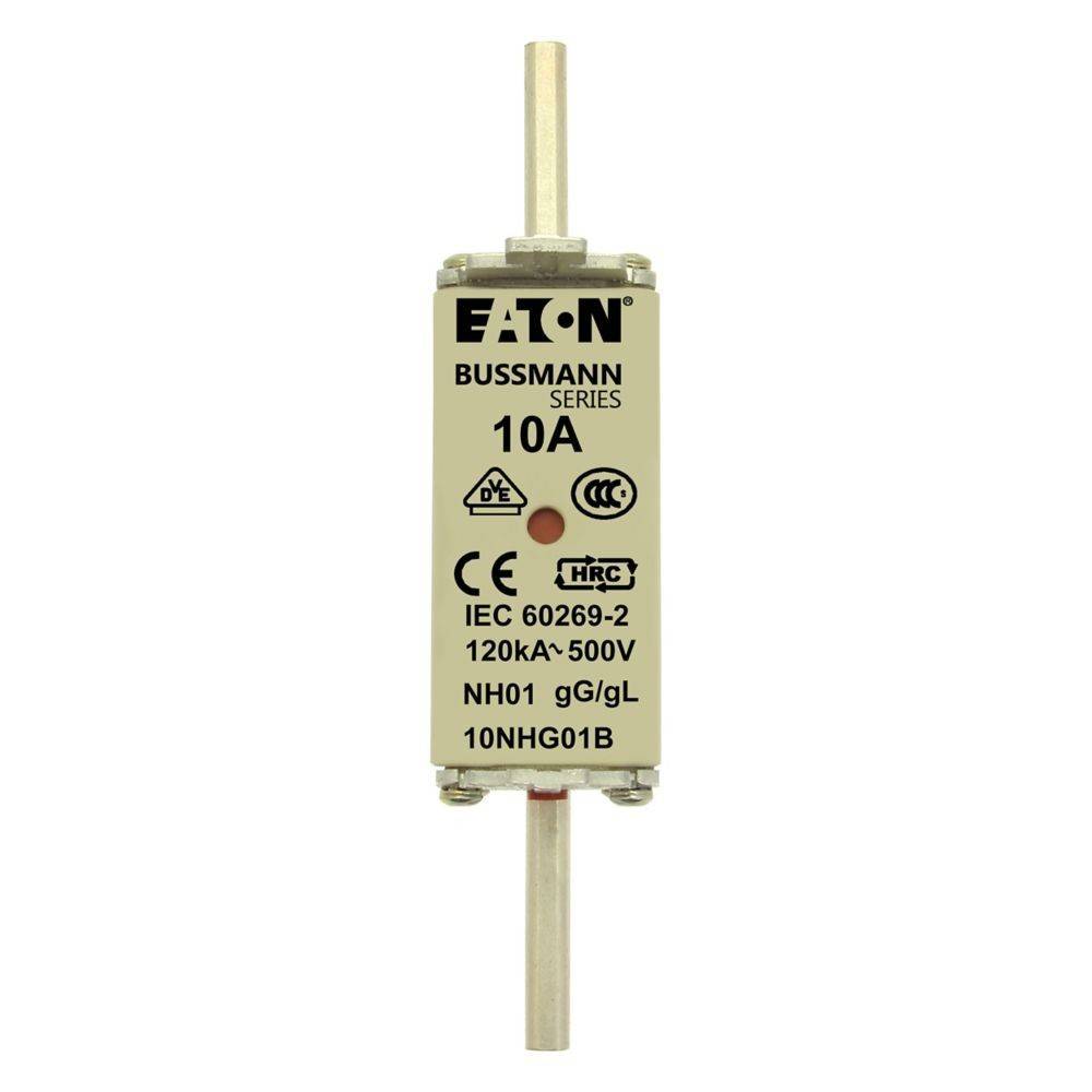 Eaton Bussmann Sicherung 10A, 120kA-500V, NH01 gG/gL. CE, HRC-Markierungen.