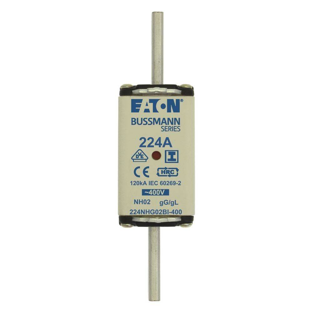 Eaton Bussmann Serie 224A Sicherung. Ausgelegt für 120 kA, 400 V AC. Konform mit IEC 60269-2 Normen.