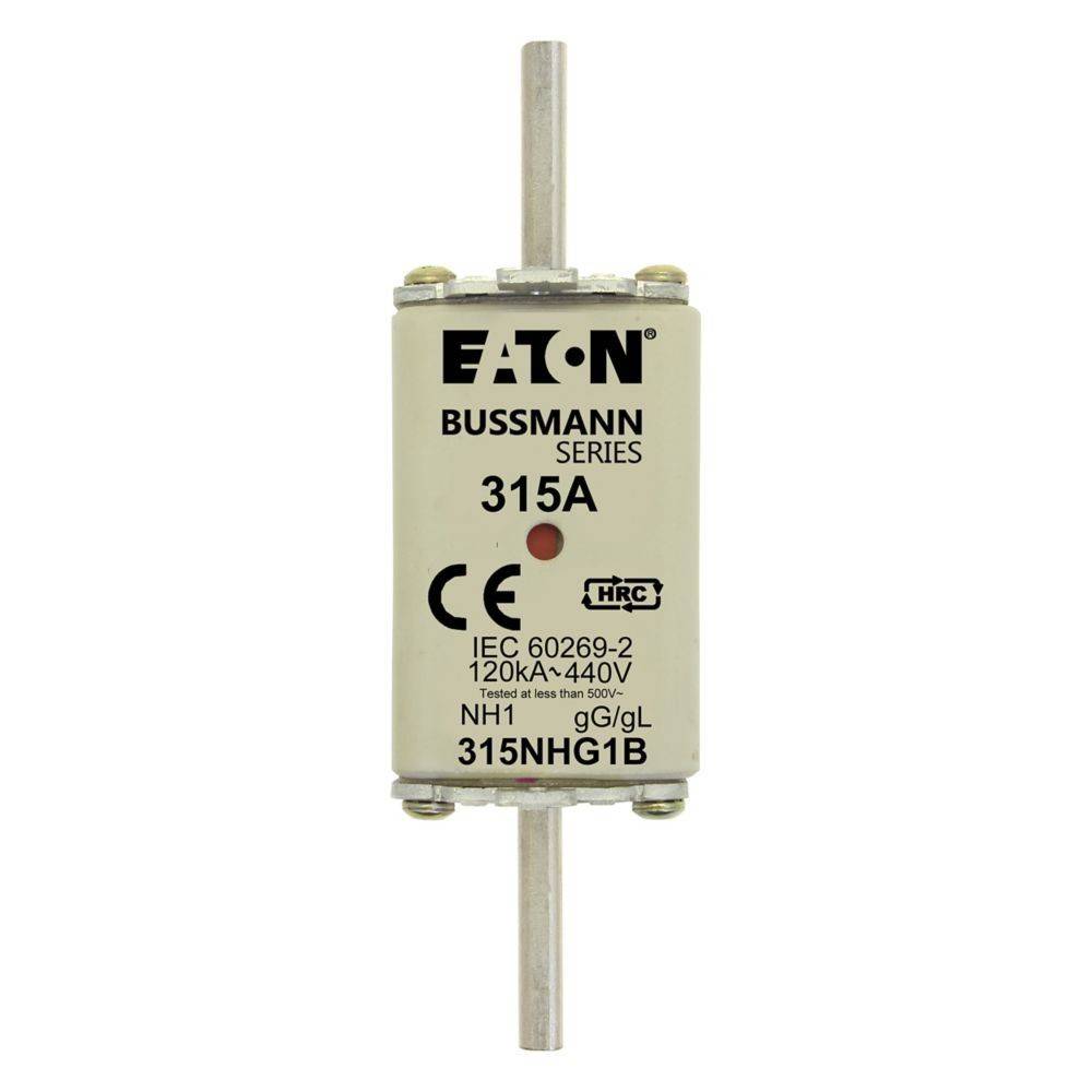 Eaton Bussmann Serie 315A Sicherung, IEC 60269-2 Standard, 120kA-440V, Typ NH1, Modell 315NHG1B, mit CE-Kennzeichnung.