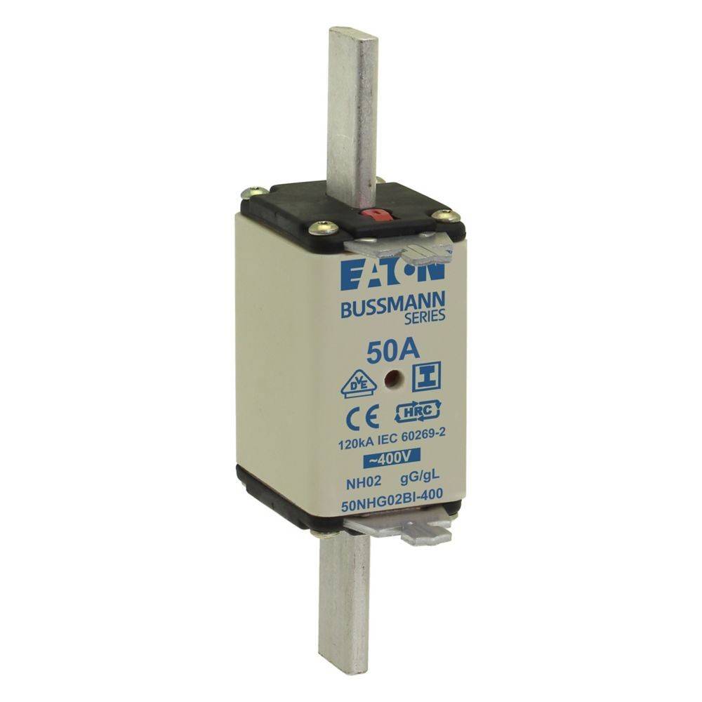 Eaton Bussmann Serie 50A Sicherung, ausgelegt für 400V, Modell NH02, HRC, konform mit IEC 60269-2, mit Schraubanschlüssen.