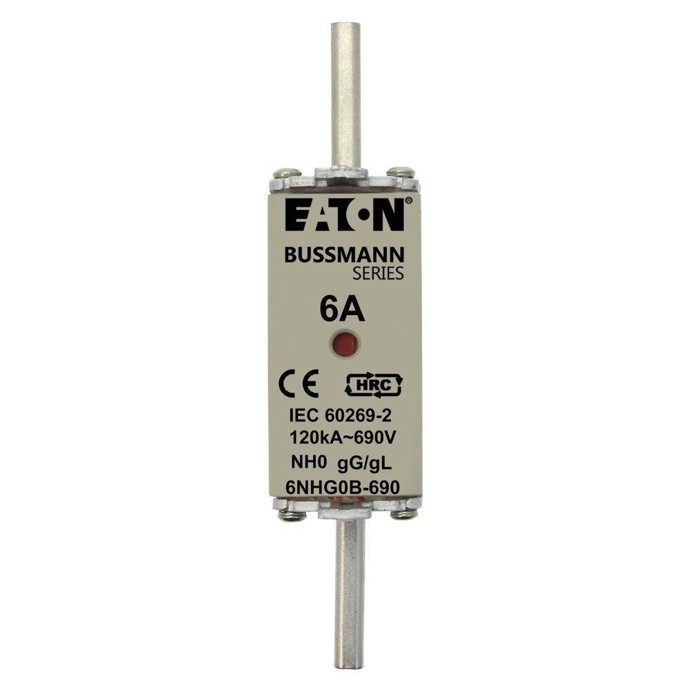 Eaton Bussmann Sicherungseinsatz, 6A, IEC 60269-2, 120kA-690V, NH0 gG/gL, Modell 6NHG0B-690.